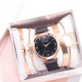 Fashion 5pcs Set Women Watches Luxury Magnet Buckle Flower Rhinestone Watch Ladies Quartz Wrist Watch Bracelet Set Reloj Mujer